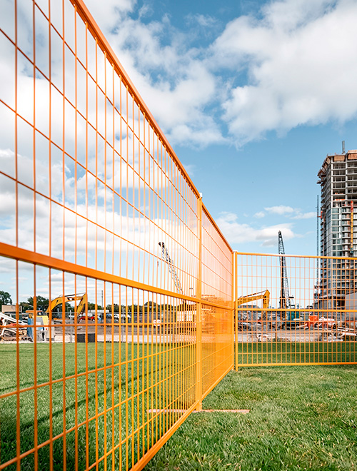 Temporary fencing in a construction site